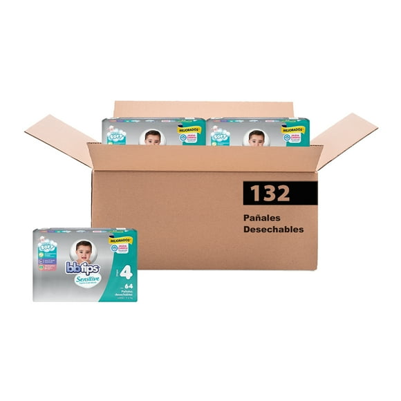 Pañal para Bebé Bbtips Sensitive Etapa 4 132 piezas