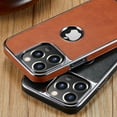 thumbnail image 2 of MOHEYO Shockproof Logo View Cover Metallic Frame Vegan Leather Case for iPhone 13 Pro Max - Black, 2 of 7