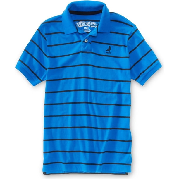 Aeropostale Polo de rugby a rayas para hombre, azul, extra pequeño Aeropostale polo, rugbi