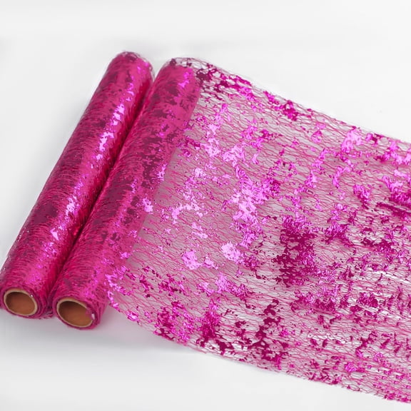 suxuMhao Decora Table Runners,Party & Wedding Table Runners,11×108IN Trimmable Table Runner Long,Gold Foil Mesh Table Runners for Holiday Dinner Decor,Disposable & Waterproof,3 Rolls,Dark Pink