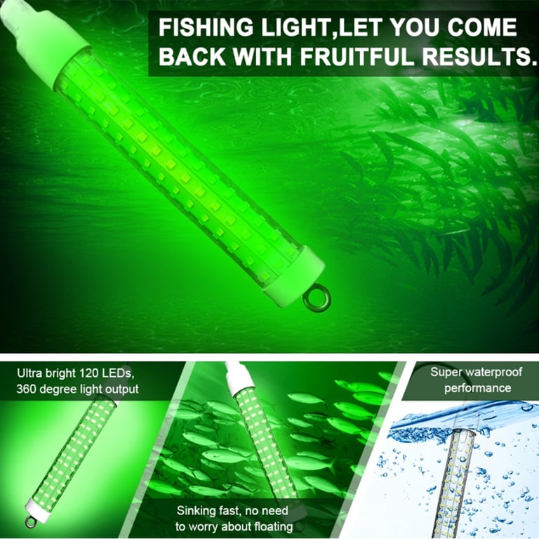 DXIMRX Green Underwater Fishing Light 12V LED Submersible Lamp