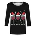 thumbnail image 4 of Christmas Printed Shirt for Women 3/4 Sleeve Sweatshirts Crewneck Pullover Flower Wreath Tshirts Christmas Lights Outfits Holiday Clothes Fall Fashion Clothing Casual Pullovers Garments, 4 of 4
