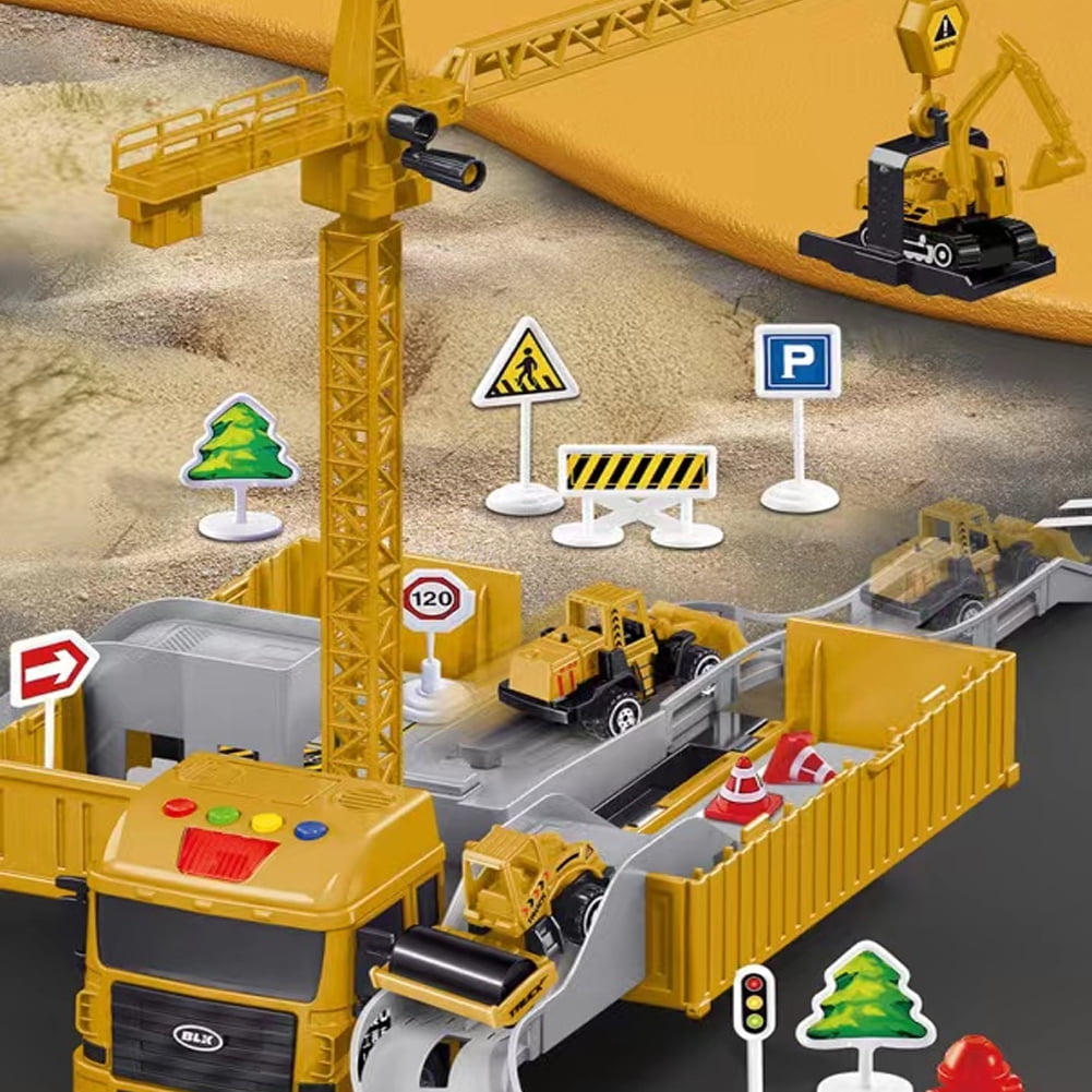 Godderr Kids Toddlers Construction Cars Set Toys for Boys Crane Truck Toy Truck Metal Die Cast Crane Large Engineering Crane Boys' Truck Alloy Set,Construction Vehicle Toy for 3+