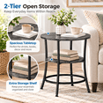 thumbnail image 7 of Round Side Table, 2-Tier Modern End Table with Storage Shelves, Industrial Accent Nightstand Telephone Table for Living Room Bedroom Small Spaces, 7 of 7
