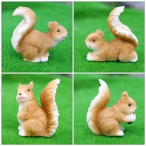AURARMLET Squirrel Figurines and Statues Brown Resin Lifelike Garden Bonsai Decor 4Pcs