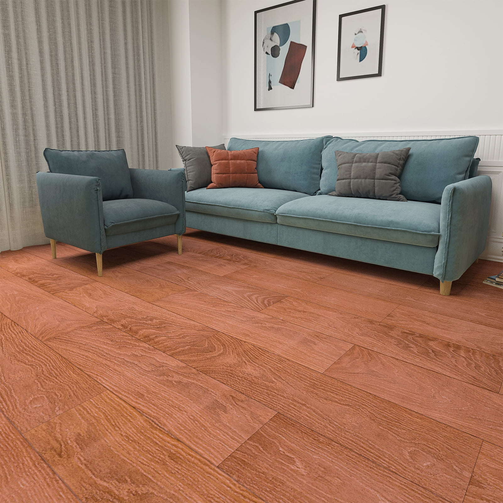 Art3d Vinyl Wood Plank 36" x 6" 36 Packs Self-adhesive Peel and Stick Flooring Tiles-Rosewood