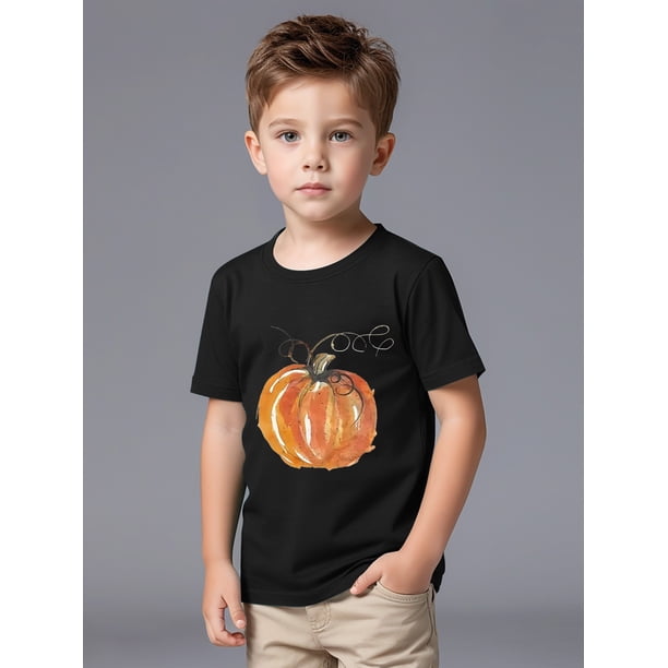 Halloween T-shirt - Short Sleeve Crew Neck, Casual Pumpkin Print Top for Boys, Non-Stretch Fabric, Perfect for Spring/Summer/Fall, Halloween Clothing|Playful Design|Quality Fabric, Halloween Clothes