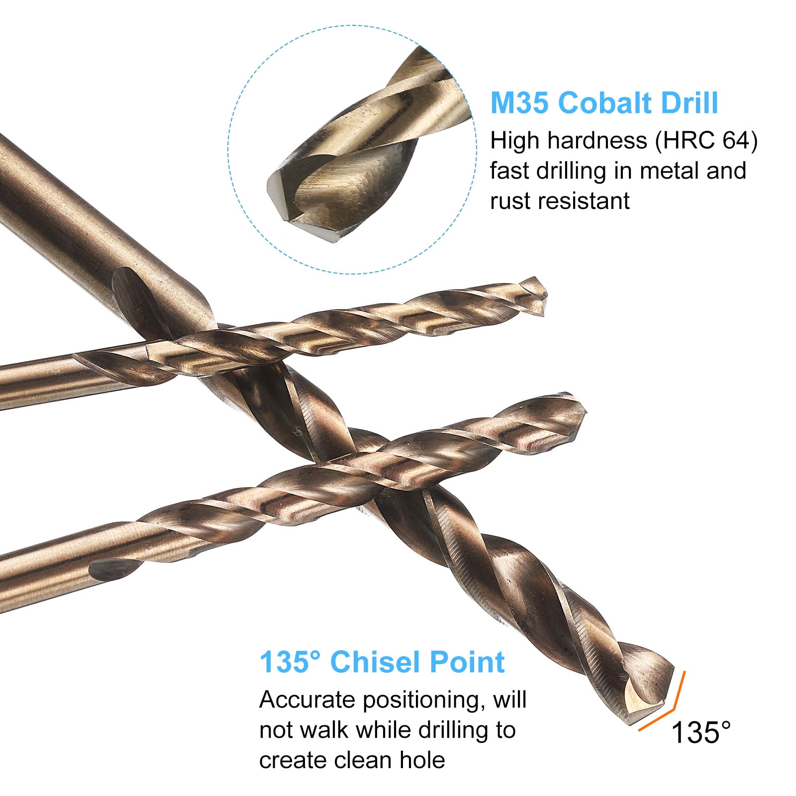 15pcs M35 Cobalt Drill Bit Set 4.9mm Cobalt High-Speed Steel