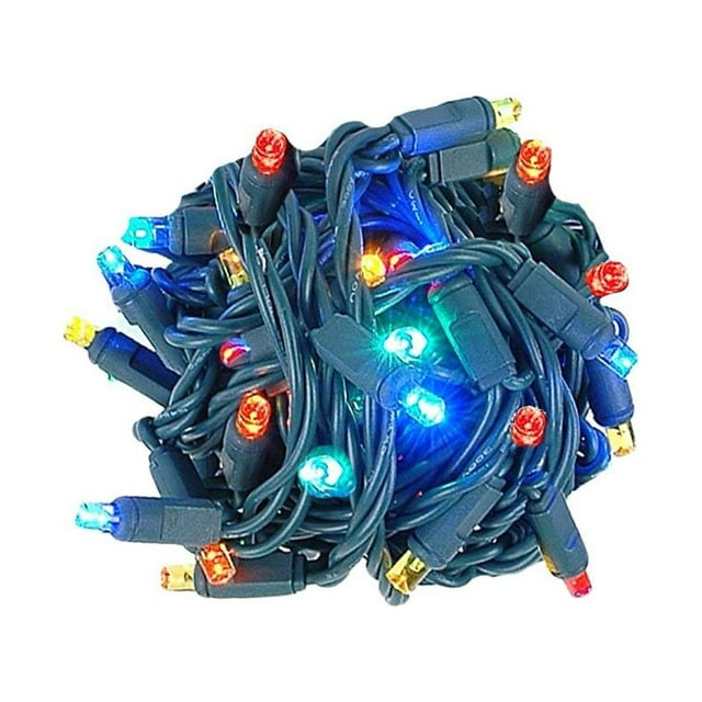 Novelty Lights 50 Light LED Twinkle Christmas LED Mini Light Set, Multi, Green Wire, 25 Feet