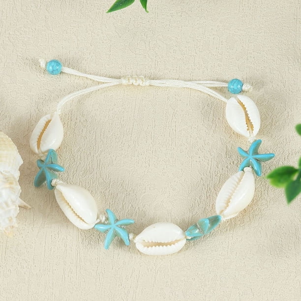 Nvzi Pulsera Bohemia Pulsera Tortuga Marina Pulsera Estrella de Mar Pulsera Concha Tejida a Mano Pulsera Playa Pulsera Playa Verano Estilo C
