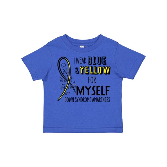 Inktastic I Wear Blue and Yellow for Myself Down Syndrome Awareness Boys or Girls Toddler T-Shirt