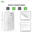 thumbnail image 3 of Paper Lunch Bags 12 Lb White Paper Bags 12LB Capacity - Kraft White Paper Bags, Bakery Bags, Candy Bags, Lunch Bags, Grocery Bags, Craft Bags - #12 Large Lunch Paper Bags by EcoQuality (300, #12), 3 of 6