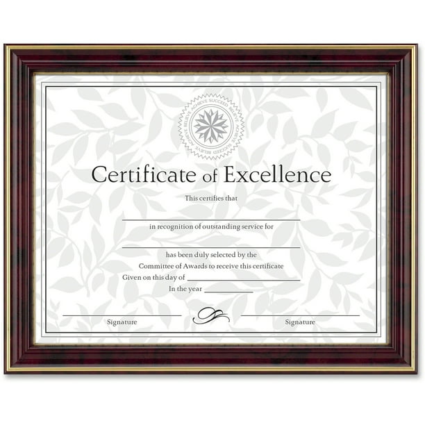 DAX GoldTrimmed Document Frame w/Certificate, Wood, 8 1/2 x 11