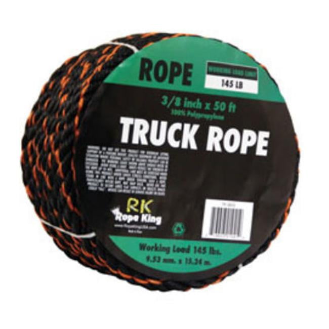 Rope King USA TR3850 .38 x 50 ft. Truck Rope BlackOrange