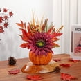 thumbnail image 5 of Briful 12.9"Artificial Pumpkin Floral Arrangement with Burgundy Sunflowers Leaves Fall Table Centerpiece for Harvest Autumn Décor, 5 of 6