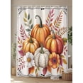 thumbnail image 4 of Fsddascl Fall Pumpkins Shower Curtain Set - 48" x 72" Washable Bathtub Curtain with 12 Hooks, Thanksgiving Flowers Rustic Autumn Leaves Waterproof Fabric Stall Shower Curtains for Bathroom/Bathtub, 4 of 6