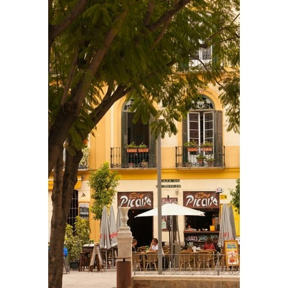 Outdoor Cafes, Plaza de la Merced, Malaga, Spain Poster Print by Walter Bibikow (25 x 38)