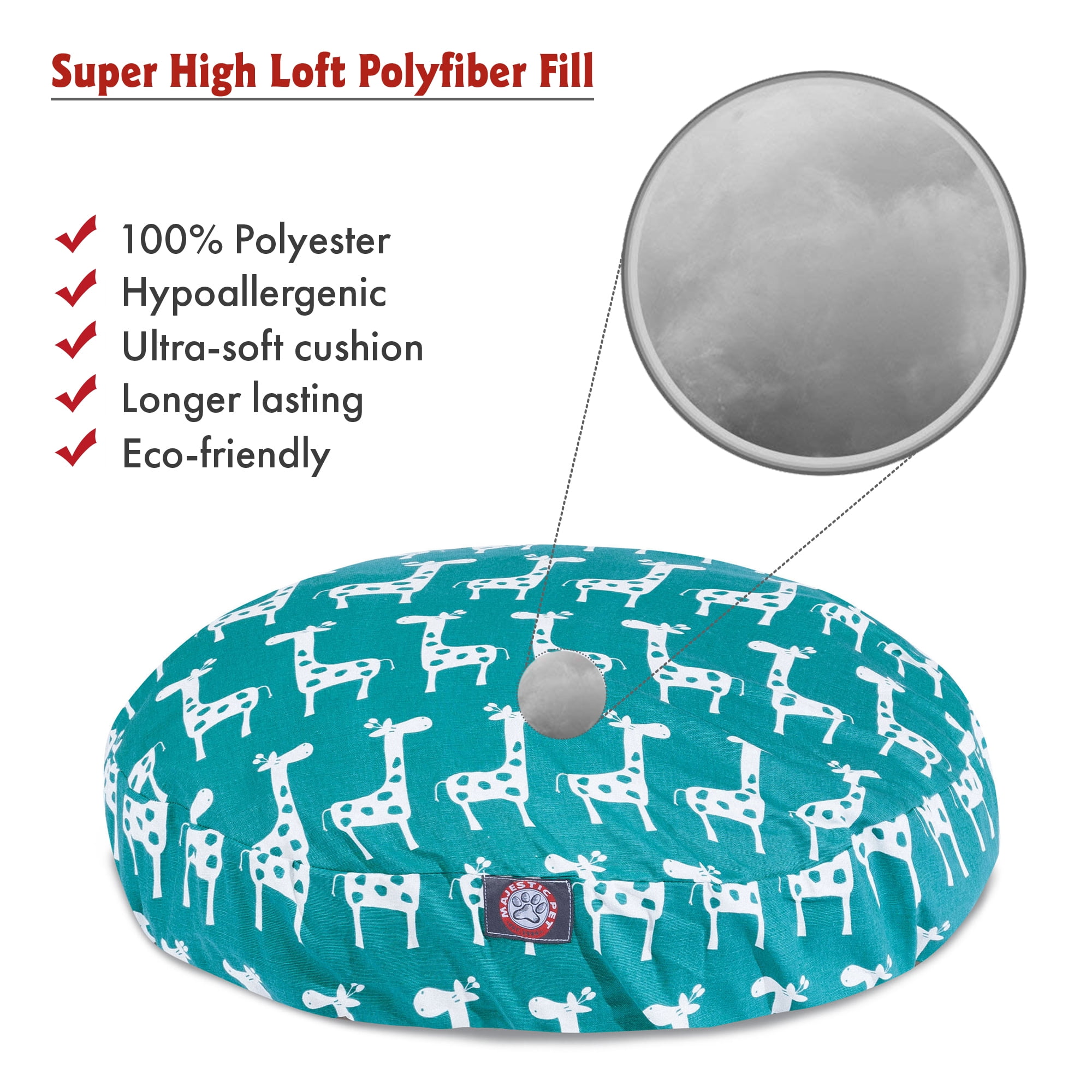 Majestic Pet Stretch Round Dog Bed Cotton Twill Removable Cover Turquoise Large 42 x 42 x 5