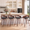 thumbnail image 6 of LEGAHOME Swivel Bar Stools Set of 2, 25” Upholstered Counter Height Stools with Low Back and Round Footrest, Mid-Century Barstools with Wooden Legs for Kitchen, Bar, Walnut + Black, 6 of 6