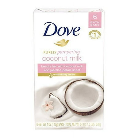 Dove Purely Pampering Beauty Bar, Coconut Milk 4 Ounce, 6 Bar