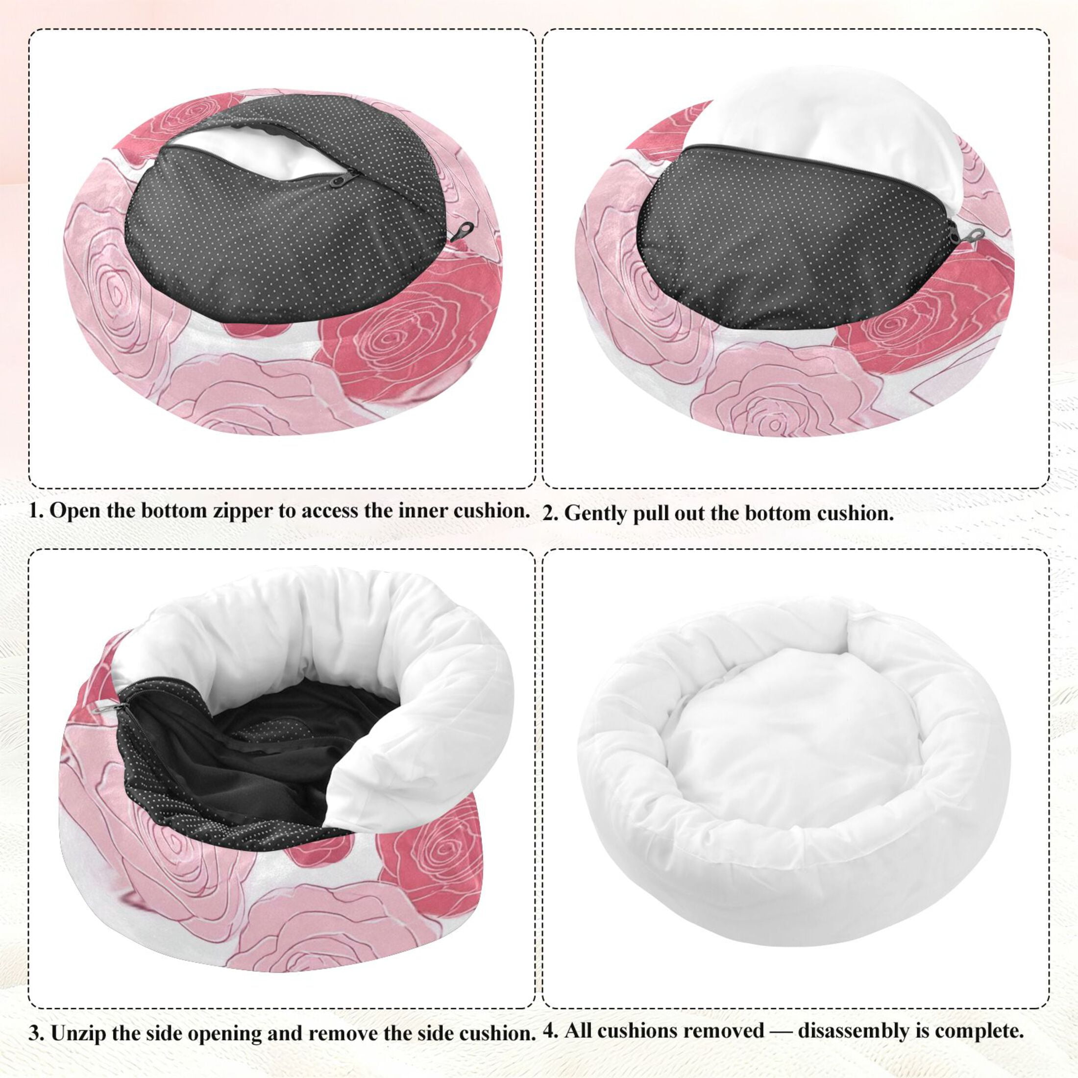 Iauyy Pet Couch Donut Cat Bed for Indoor Cats/Small Dogs Washable & Machine with Non-slip Bottom Calming Cat Furniture, Petal Space (M)