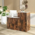 thumbnail image 4 of Costway Reception Desk with Lockable Drawer & Adjustable Shelf Oval Tabletop for Store White, 4 of 10