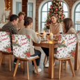thumbnail image 5 of Christmas Bird Chair Covers Set of 4 Poinsettia Floral Holly Fruit Xmas Ball Snow Chair Back Covers Stretch Removable Washable Slipcovers Protector for Dining Room Kitchen Party Decor, 5 of 5