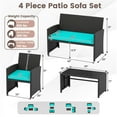 thumbnail image 3 of Costway 8 PCS Patio Conversation Set with Seat Cushions & Tempered Glass Tabletop, Porch Turquoise + Black, 3 of 10