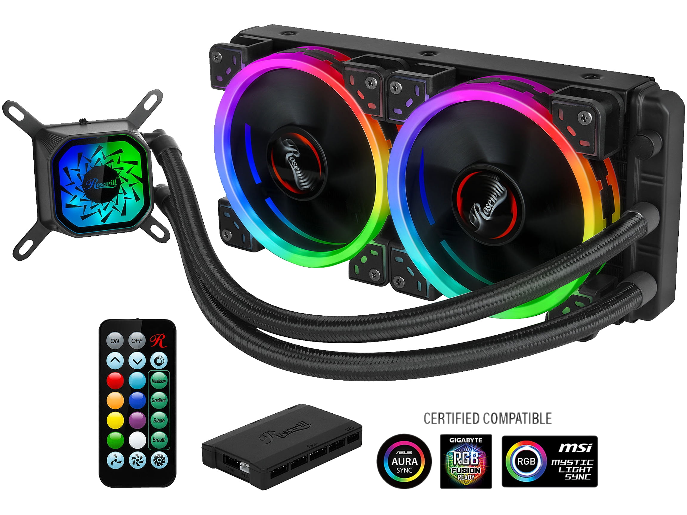 Rosewill Rgb Aio 240mm Cpu Liquid Cooler Closed Loop Pc Water Cooling