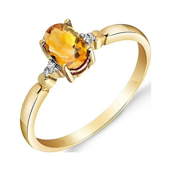 Galaxy Gold 14K Yellow Gold Natural Diamonds and Oval-Shaped Citrine Ring - November Birthstone - Warmth & Prosperity - Sizes 5.5 to 11 - Fine Jewelry for Women