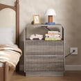 thumbnail image 6 of FANRAL Set of 2 Modern 2 Drawer Nightstands with Charging Station,Wooden Bedside Table End Table with Curved Silhouette & Metal Handles,Gray Night Stand, 6 of 6