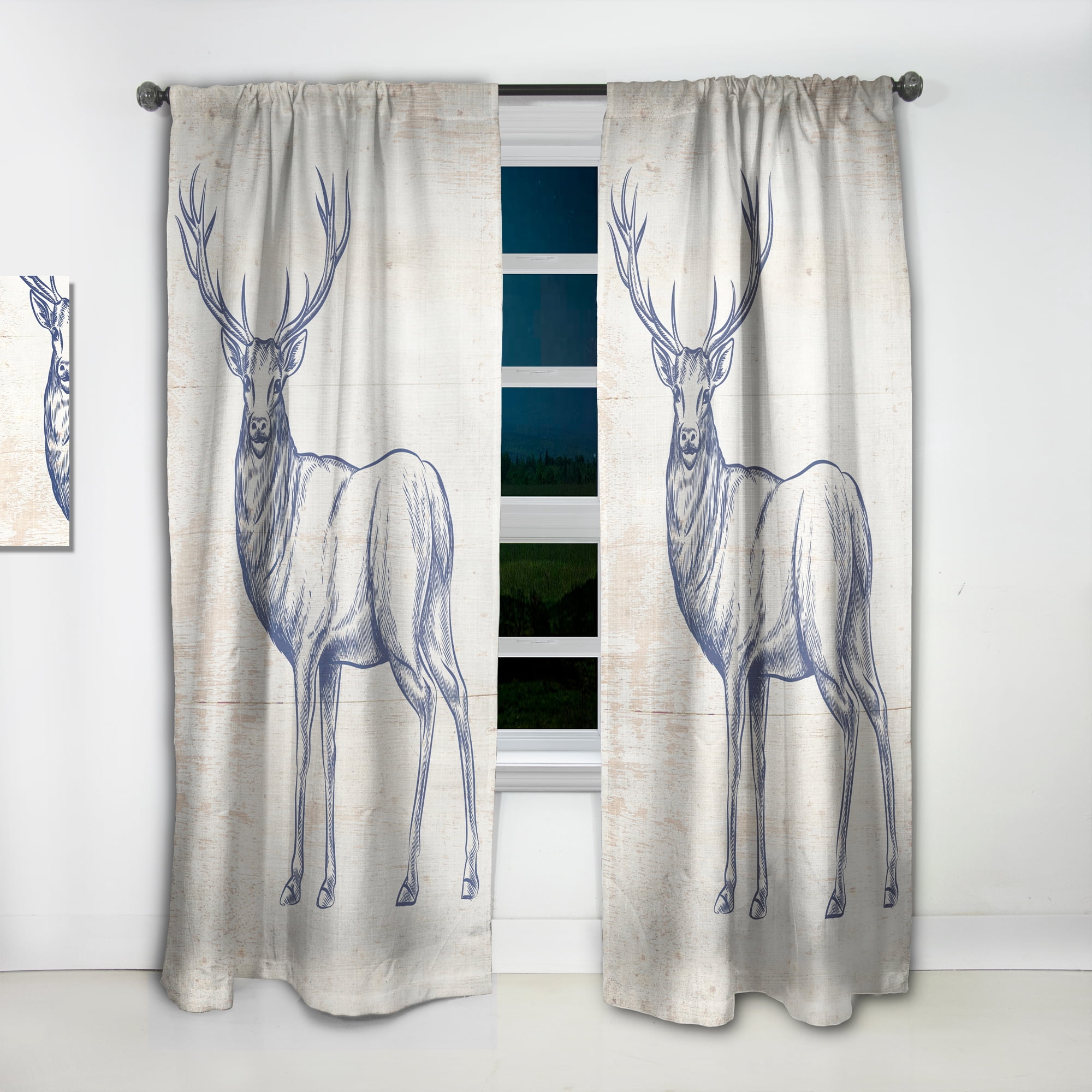 Designart 'Beautiful and Wild Deer XII' Farmhouse Curtain Panel