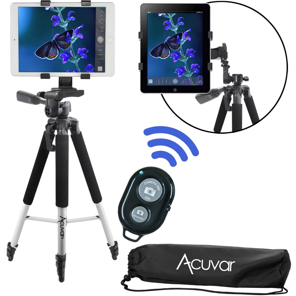 Acuvar 57" inch Pro Series Tripod, Acuvar Tablet Mount, Bluetooth Shutter Remote for Apple iPad, iPad Air, iPad Mini, Most Other Tablets