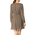 thumbnail image 4 of Allegra K Women's Leopard Keyhole Above Knee Pleated a-Line Dress, 4 of 7