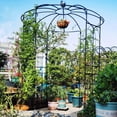 thumbnail image 3 of Metal Garden Arch, 81.3" Diameter x 114.2" High, Iron Birdcage-Shaped Garden Gazebo for Wedding Ceremony, Outdoor, Climbable Vine, Rose, Dark Rust Color, Black, 3 of 11