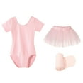 thumbnail image 4 of Stelle 3 Piece Short Sleeve Ballet Leotard Set with Elasitc Tutu Skirt Tights Dance Cloths Combo for Girls,Ballet Pink,8 Years, 4 of 7