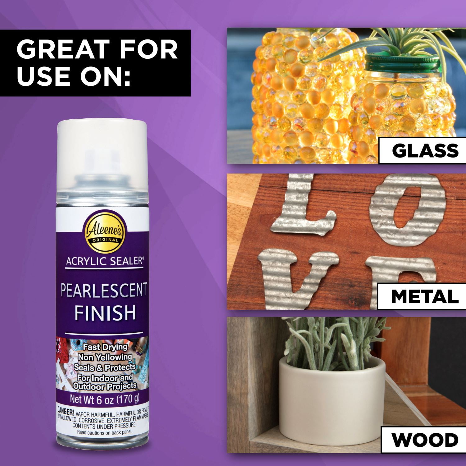 Vernis Acrylique en Spray Aleene, Fini Nacré, 177 ml – Séchage Rapide, Transparent, Anti-Jaunissement, Protège Papier, Bois, Verre & Métal