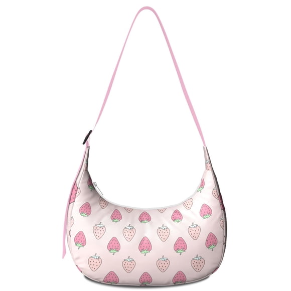 Cute Strawberry Crossbody Bag Lightweight Nylon Adjustable Strap Red Sweet Kawaii Fruity Lover I Love Strawberries Fruit Small Purse Travel