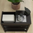 thumbnail image 2 of Gzxs Wooden Small Sofa Side Table Narrow End Desk with Drawer and Open Shelf, Flip Top Design, Dark Brown, 2 of 8