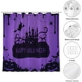 thumbnail image 4 of Happy Halloween Shower Curtain, Purple and Black Witch Castle Spider Shower Curtain Set Home Bathroom Decor Waterproof Fabric Bathtub Curtain with 12 Hooks 72x72 inches, 4 of 6
