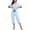 Light Blue, variant on Women's Pajama Sets 100% Cotton Summer Short Sleeve Capri Pajamas for Women Set Button Down Pjs Soft Sleepwear(Light Blue,2XL)