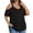 Black#1, variant on CFLVAEK Womens Plus Size Cold Shoulder Shirts Summer Casual V Neck Blouses Loose Fitted Short Sleeve Shirt Solid Color Going Out Tops Purple XXXL