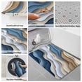 thumbnail image 6 of Modern Blue Brown Bath Mat 3 Piece Bathroom Rug Set, Coastal Beach Wave Geometric Non Slip Bath Rug Contour Mat and Toilet Lid Cover, Absorbent Shower Mats Soft Bath Rugs and Mats Sets, 6 of 8