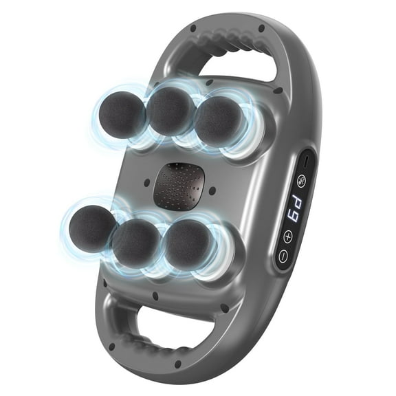Cshidworld Massage Gun, 6 Head Deep Tissue Quiet Massager, Portable Muscle Massage Gun for Back Neck Muscle Relieve, 9 Levels Speed Modes, Digital Display 6 Massage Heads Link Drive System,Grey