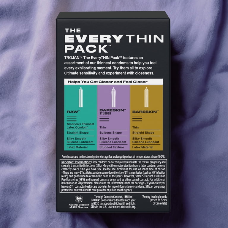 Trojan The Everythin Pack Latex Lubricated Condoms with Raw, Bareskin,  Bareskin Studded, 24 Count