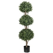 4.6ft Artificial Topiary Tree,Fake Trees for Outdoor and Indoor Decor,Faux Boxwood 3 Balls Topiary Tree,Front Door Plants,Topiary Trees Artificial Outdoor,55in