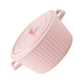 thumbnail image 1 of Maytalsory Two Ear Noodles Bowl Ceramic Serving Plate Line Pattern Dinnerware Soup Food Baking Container Tableware Home Kitchen Gadgets Pink, 1 of 6