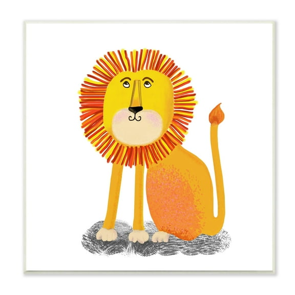 Stupell Industries Playful Smiling Lion Sitting Quirky Orange Mane , 12 x 12, Design by Lynnda Rakos