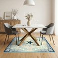 thumbnail image 3 of ODIKA 5'x7' Washable Area Rug Easy Care, Non-Shedding, Pet Friendly, Ocean Seashell Coral Reef Bathroom Nautical Wave Border Starfish Flowing Dynamic for Small Living Room, Bedroom, 3 of 7
