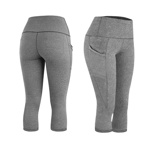 High Waisted Yoga Pants for Women with Pockets Stretchy Workout Leggings Cropped Athletic Tights Gym Running Casual Activewear Summer